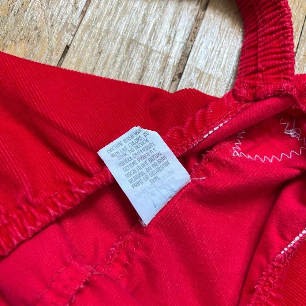 Rare 80s Vintage OshKosh B'gosh Red Corduroy Overalls Penguin Baby Size 12 Month